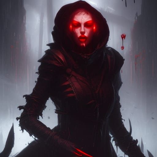 Hooded Vampire in Dark Fantasy Art Style