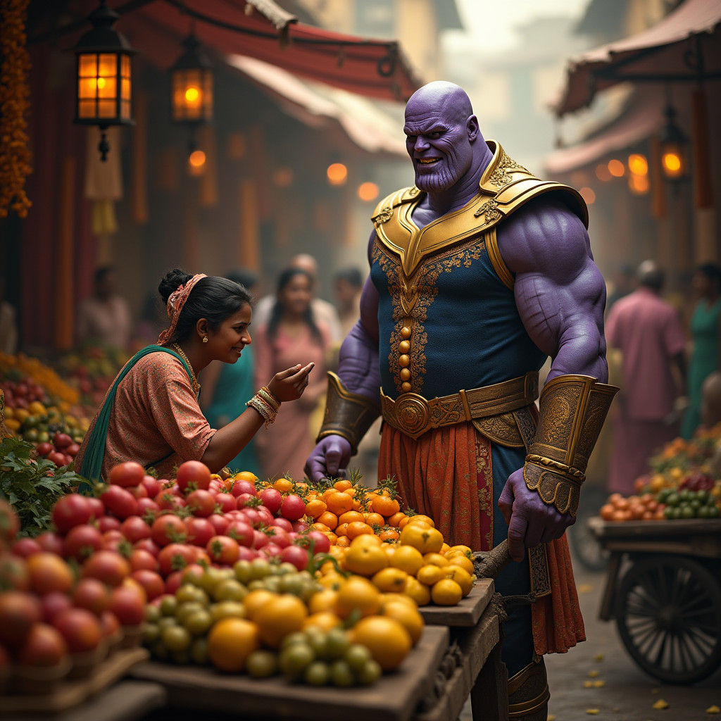 Thanos Reimagined as Indian Fruit Vendor