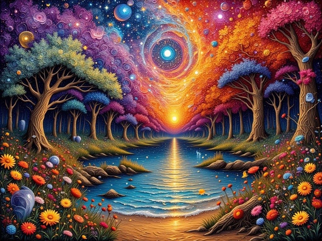 Quantum Mother Nature in Surreal Naturepunk Style