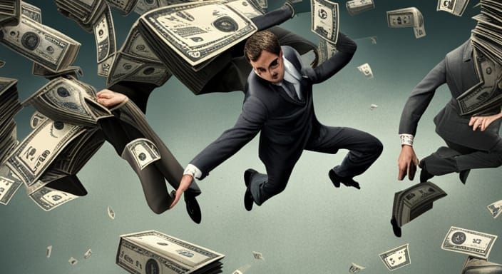 Chasing Dollars: A Hyperrealistic Scene of Ambition