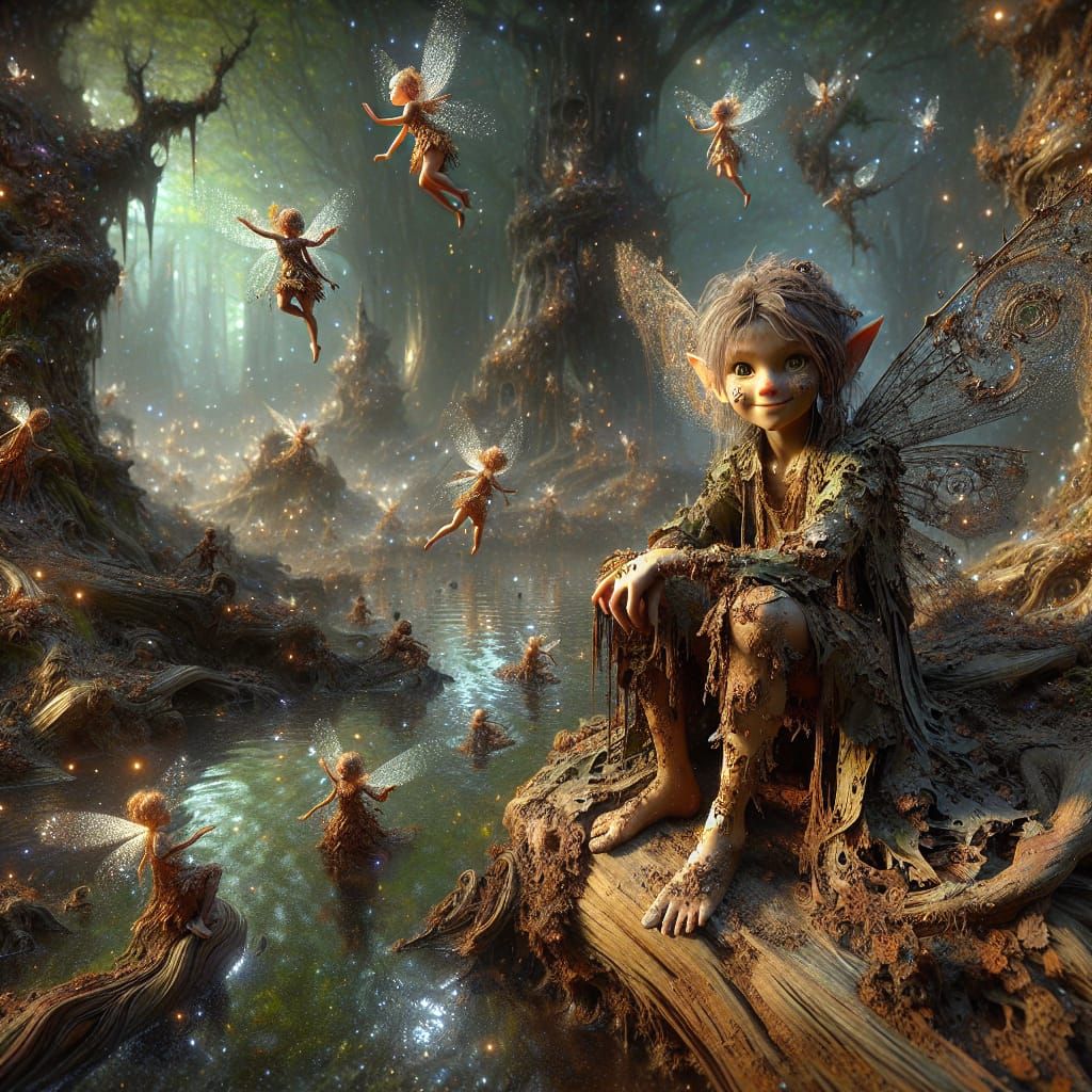 Enchanting Mud Elf in Fractal Forest