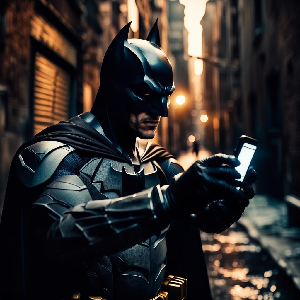 Batman Selfie in Dark Gotham Alleyway