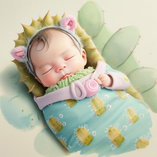 Cutepunk Baby Saguaro Cactus Illustration