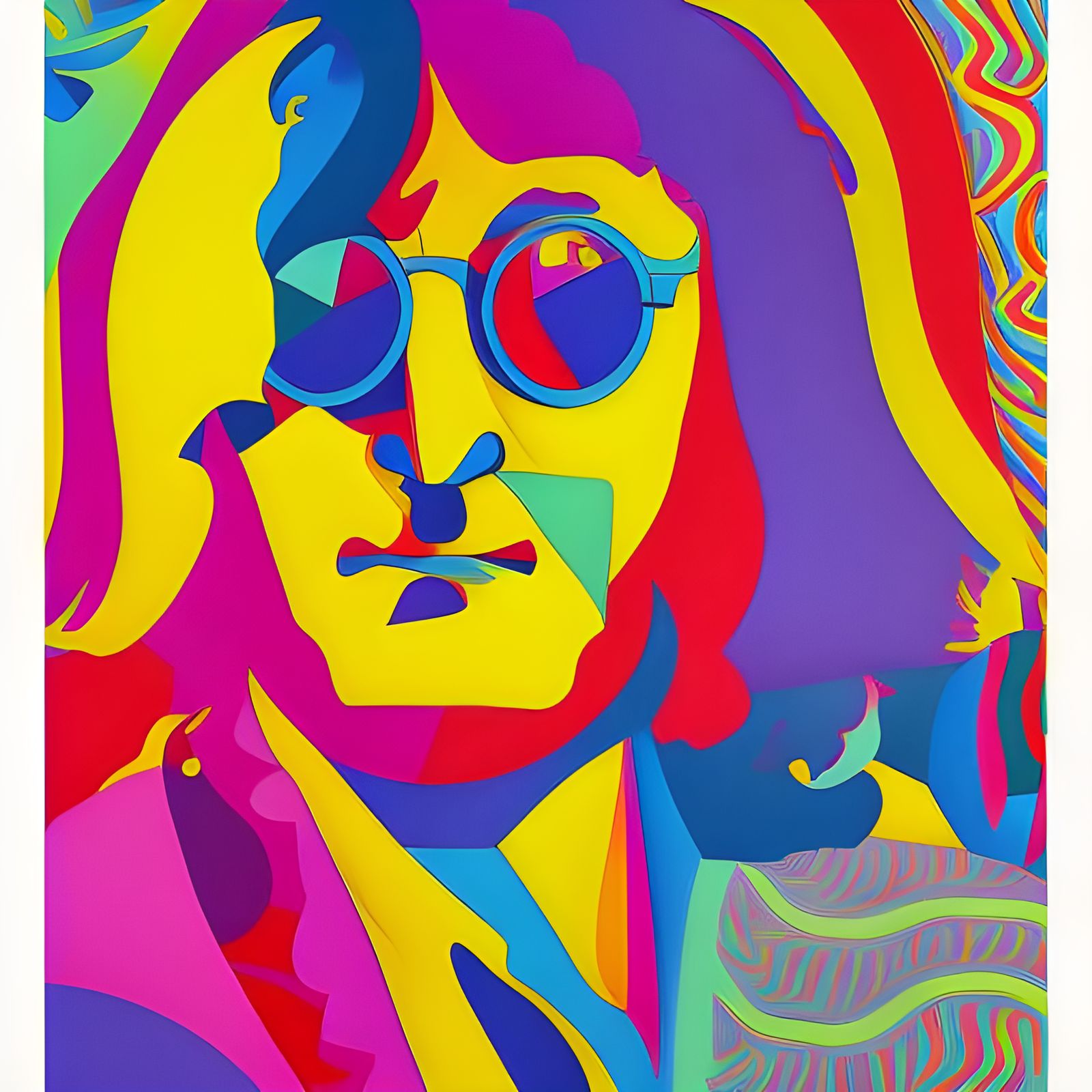 Psychedelic Geometric Portrait in Peter Max Style