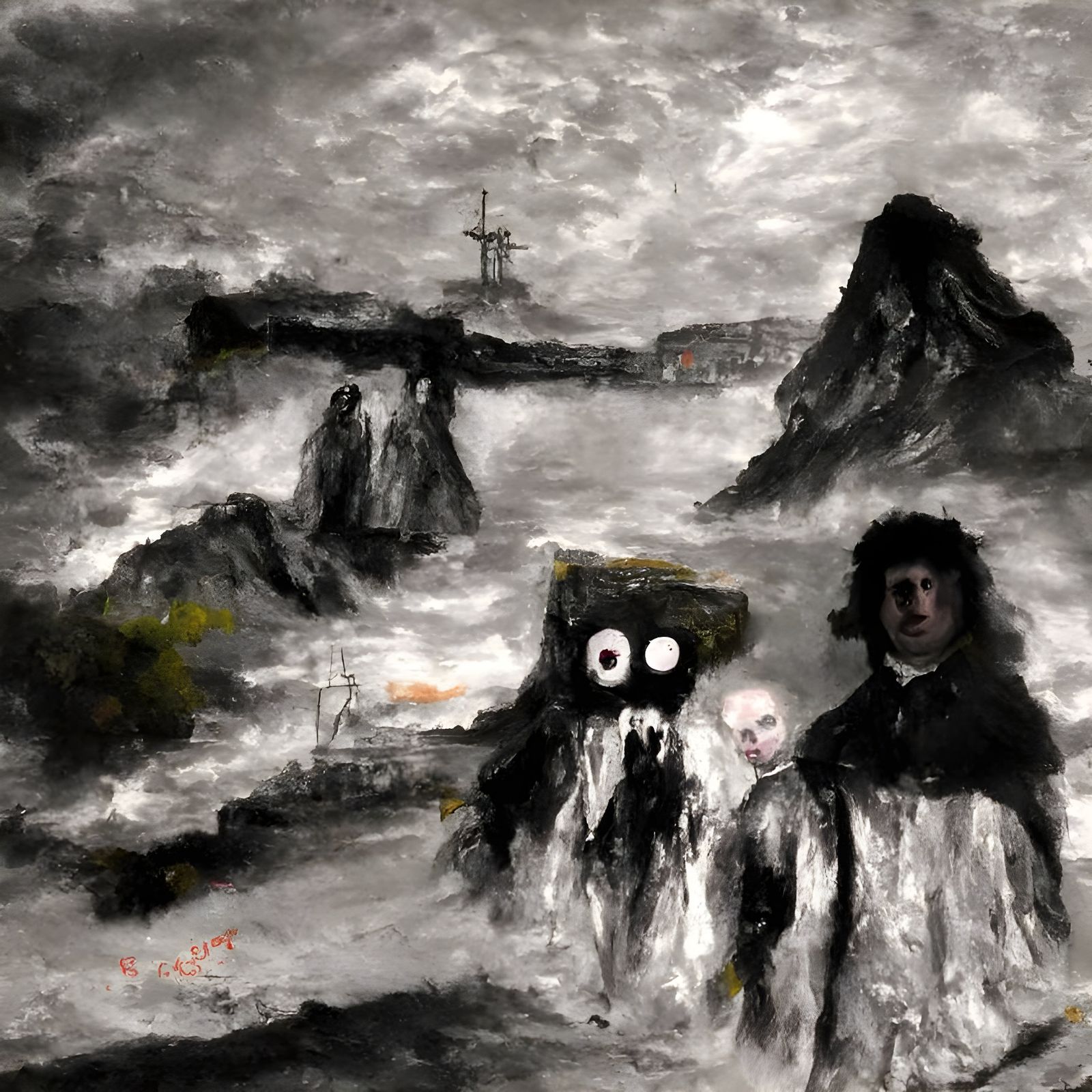Horrific Landscape Painting in Eerie Fine Art Style
