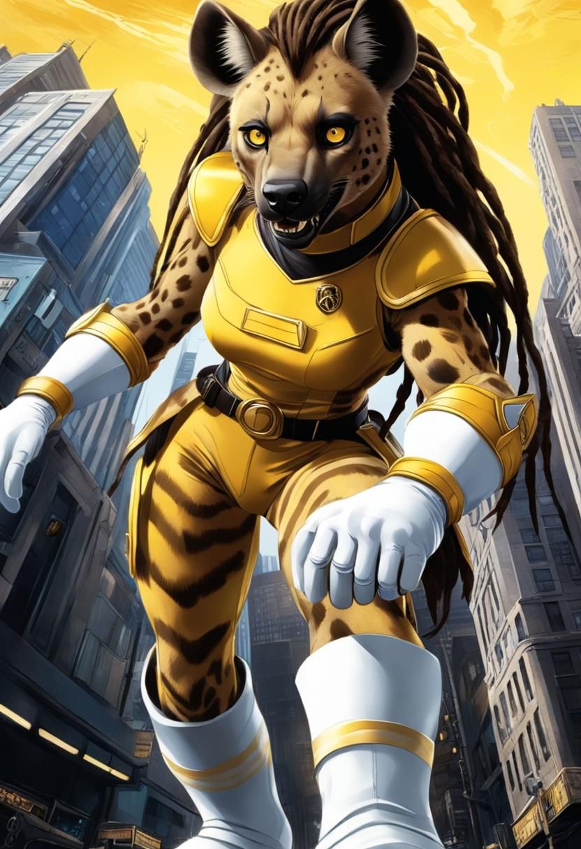 Giant Hyena Ranger Stomps Through City