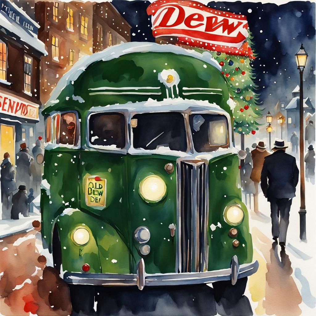 Christmas Eve Watercolor: A Rare Old Mountain Dew