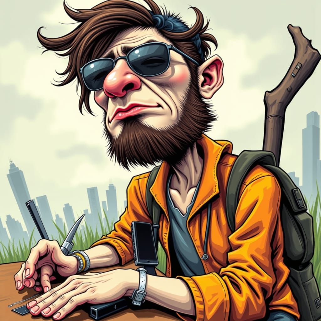 Humorous Caricature Portrait of a Man