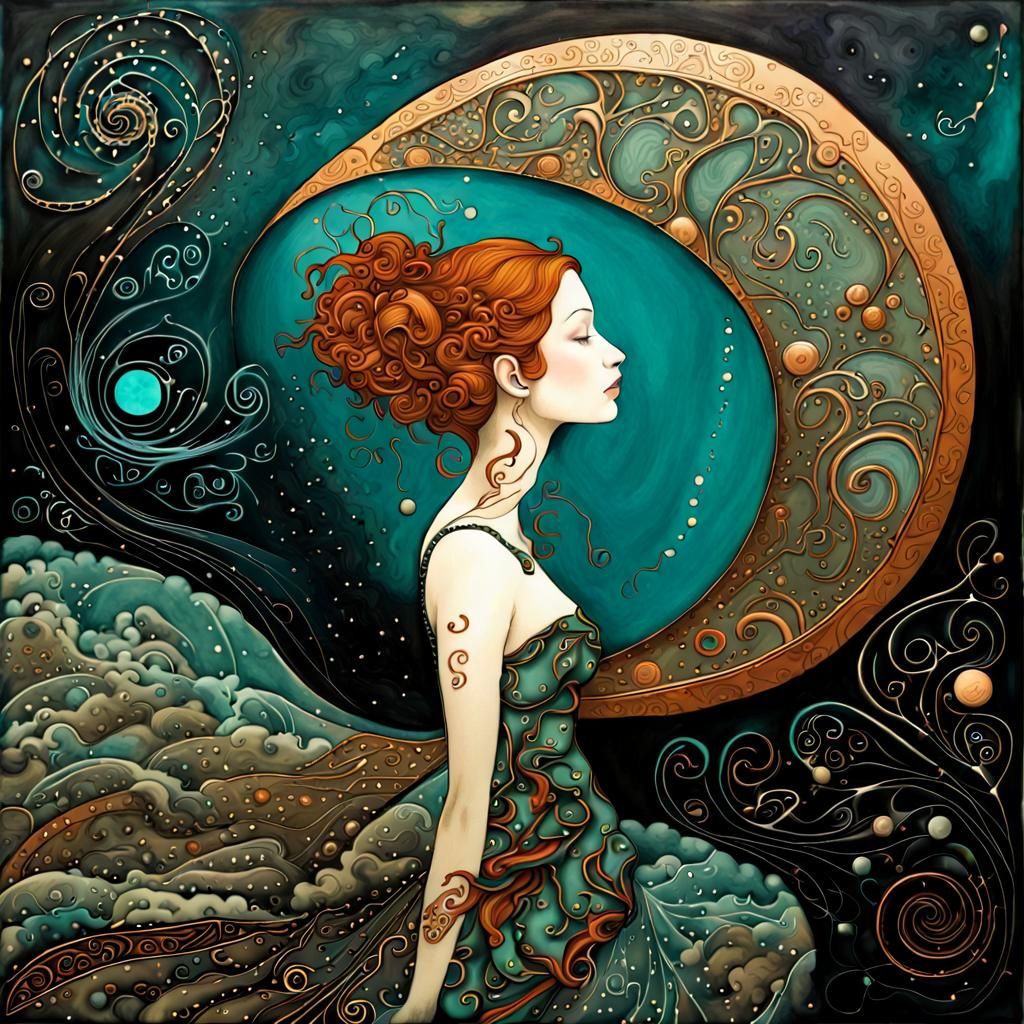 Abstract Woman Portrait in Textile Art Style