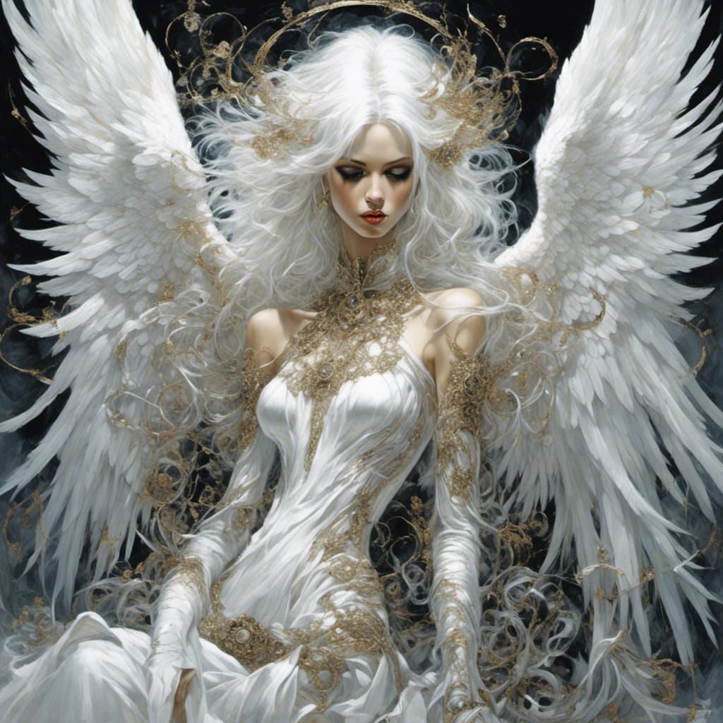 Ascension Angel with Long White Hair