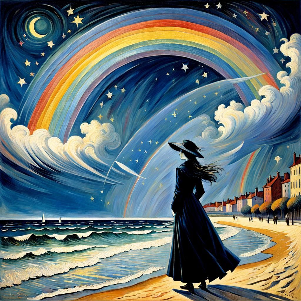 Majestic Moonbeams Over a Victorian Gothic Beach