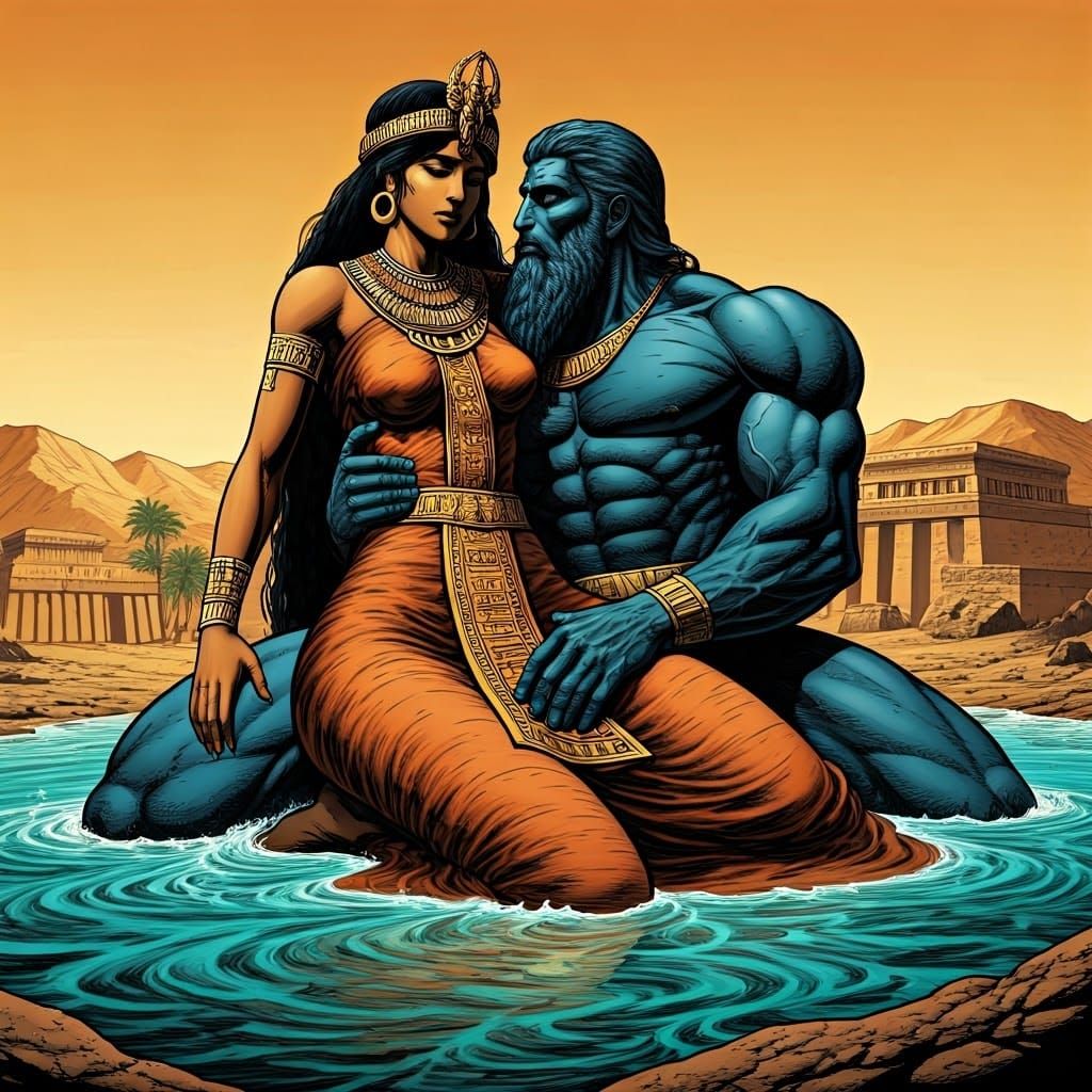 Mesopotamian Gods in Epic Comic Style