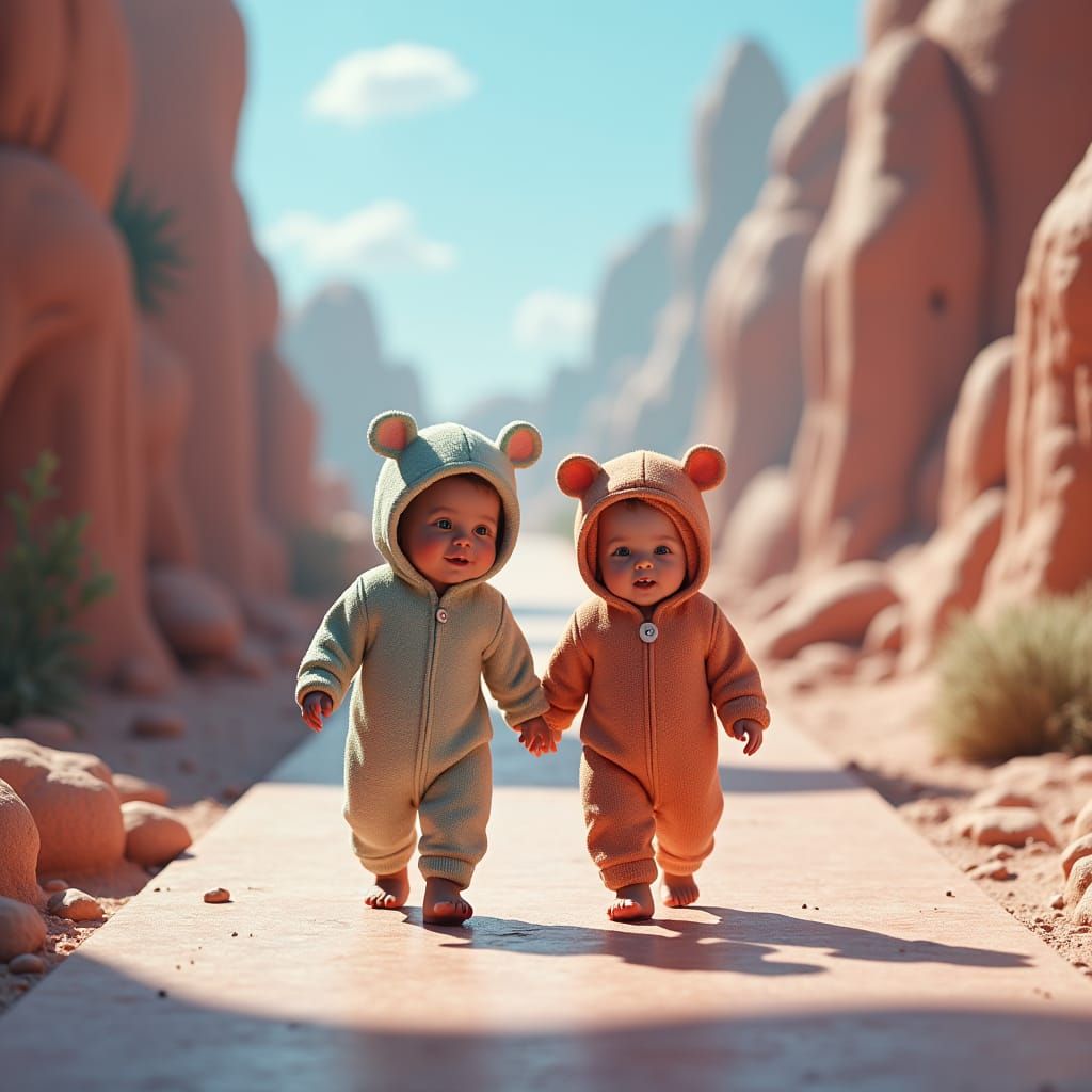 Dreamlike Babies on Modern Ramp in 8k Fantasy Art