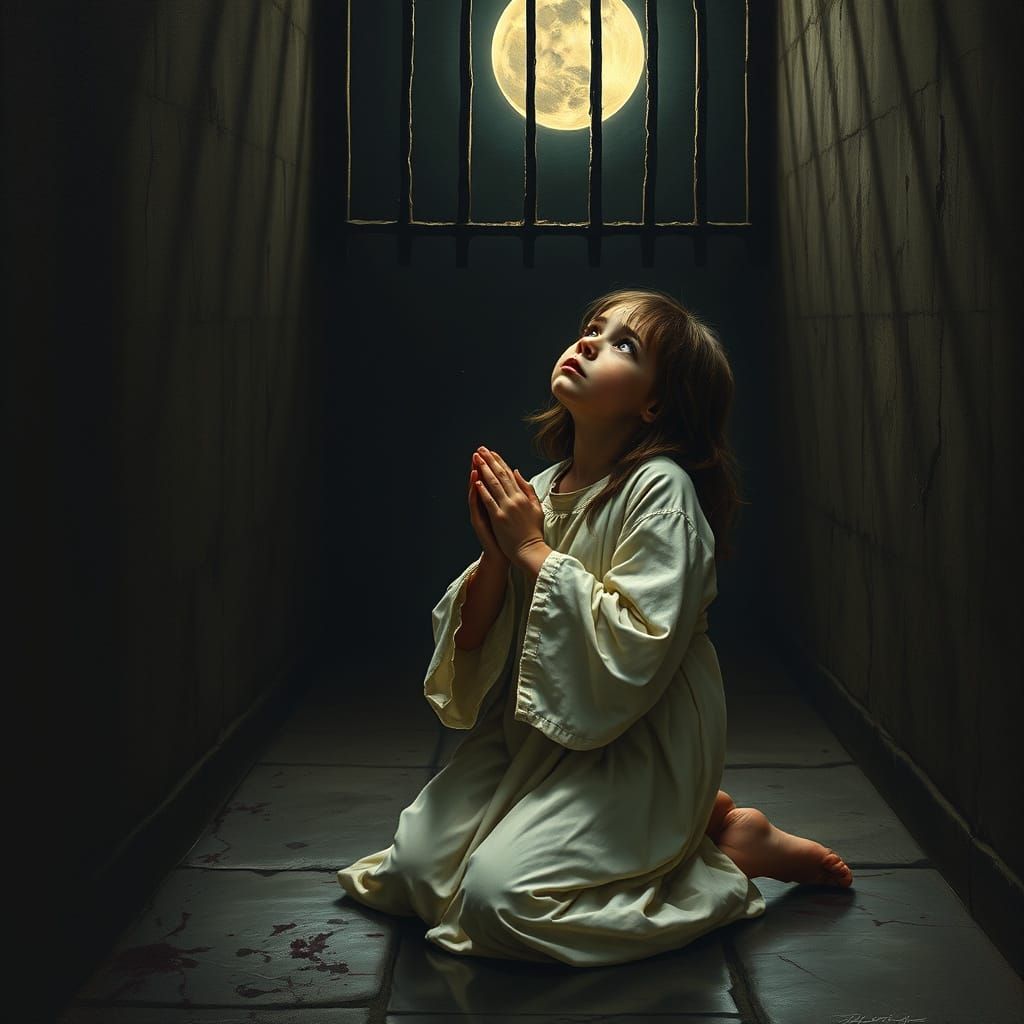 A Young Girl's Prayer in a Hauntingly Beautiful Prison Cell