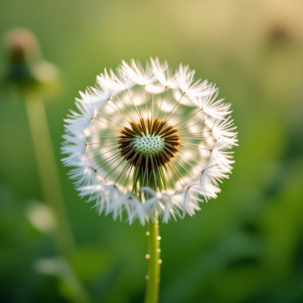Hyperrealistic Dandelion Seed in Gentle Breeze
