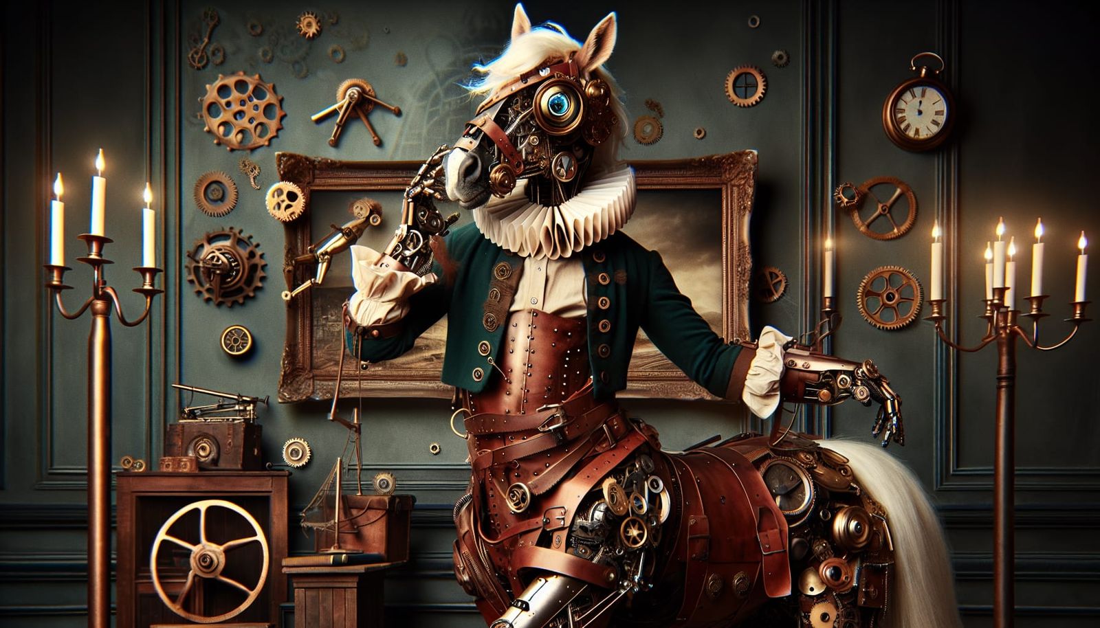 Steampunk Centaur in Elizabethan Style Portrait
