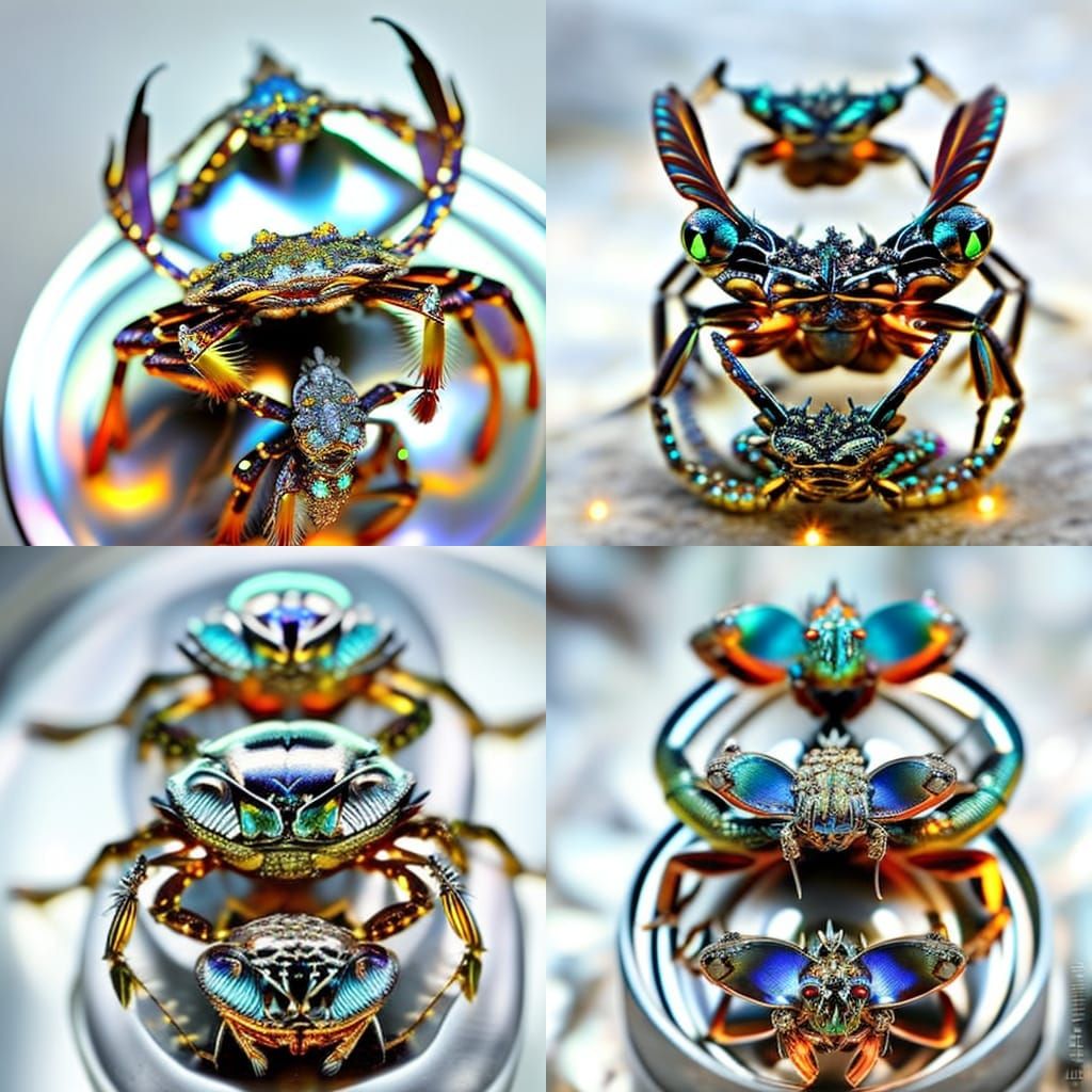 Rainbow Gem Crabs Climbing from Silver Bucket