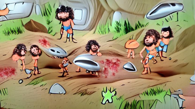 Cavemen Discover Alien Spacecraft