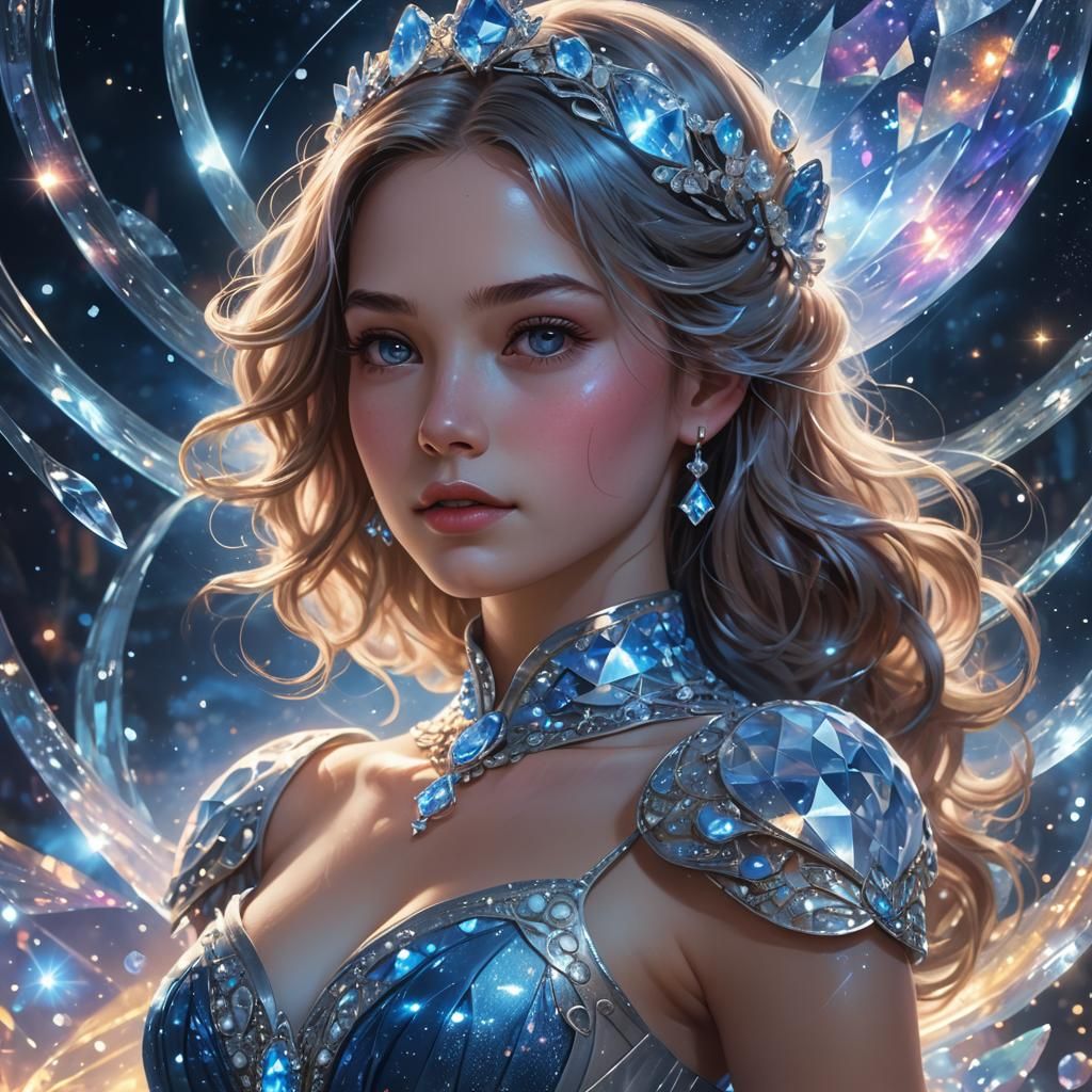 Cinderella in Nebula Night Digital Illustration