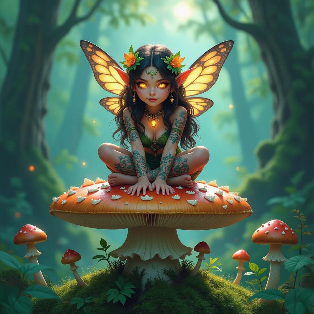 Mischievous Forest Sprite in Hyperrealistic Oil Painting