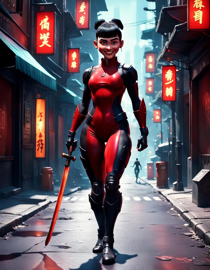 skin tight, red body suit