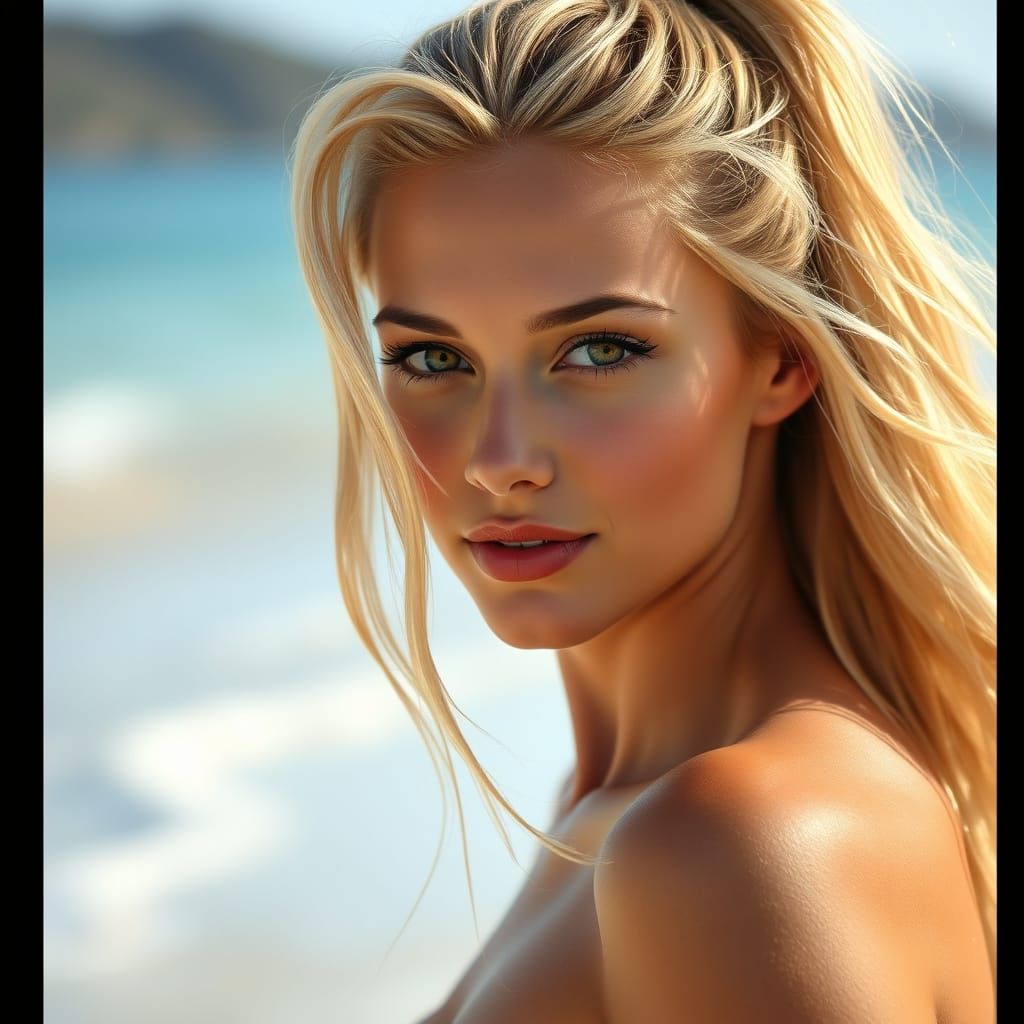 Elegant Blonde Beach Beauty