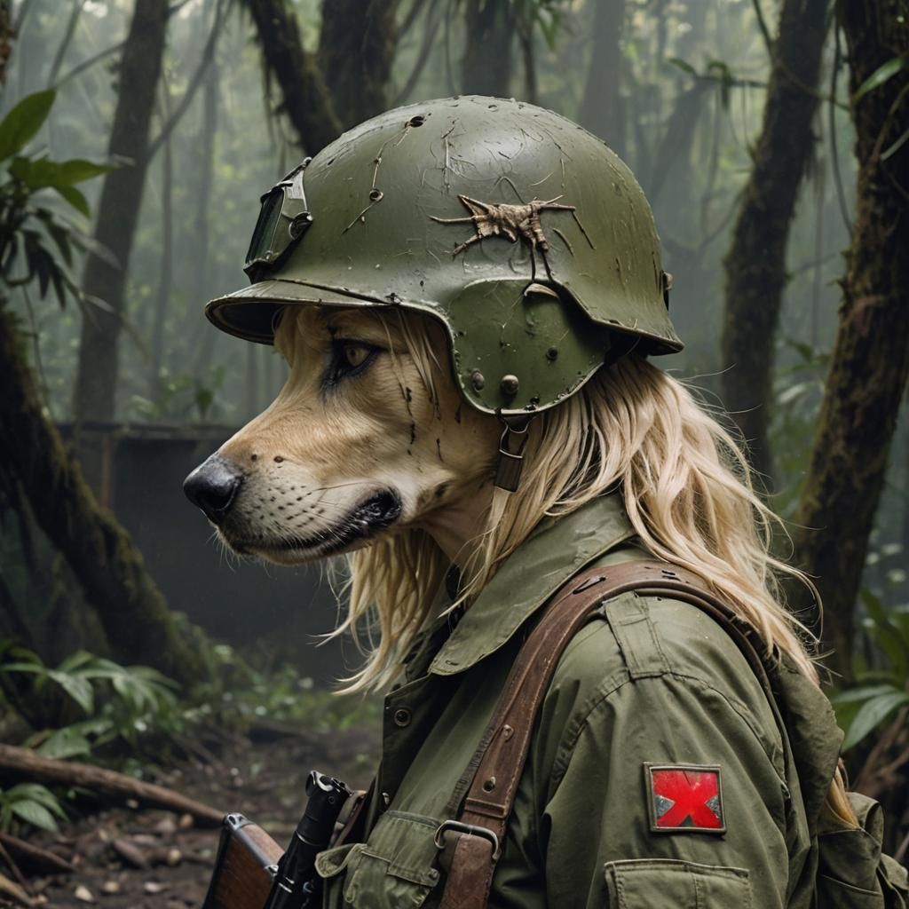Canine Furry Warrior in Vietnam Jungle