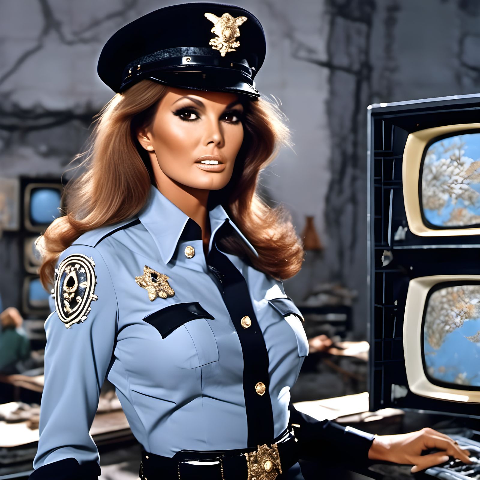 Raquel Welch Splatter Graffiti Art, Detailed Matte Painting