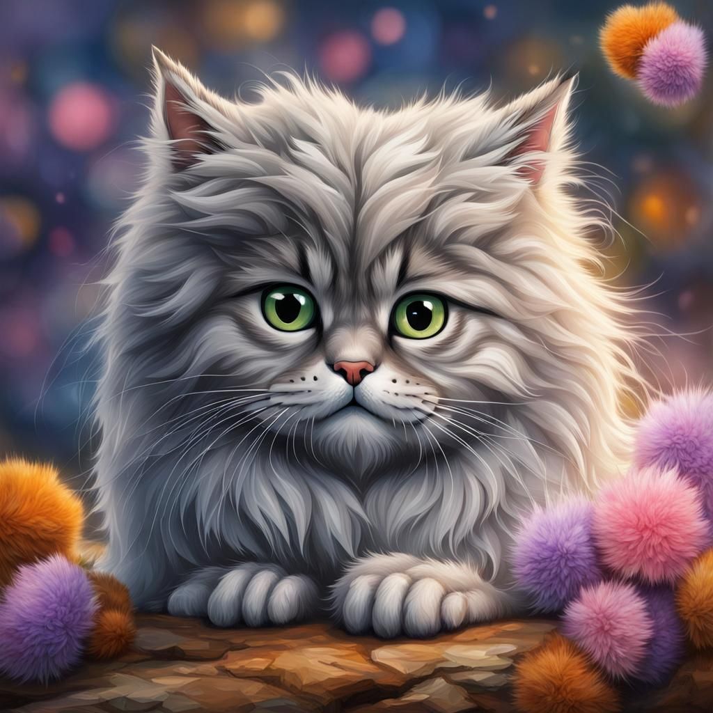 Fluffy Feline: A Playful and Friendly Portrait