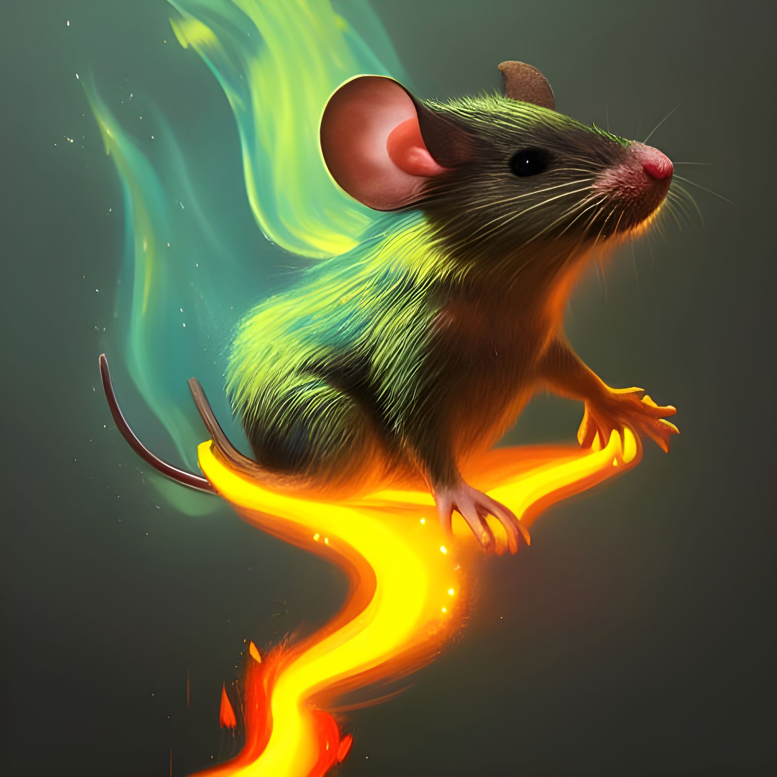 Mouse Fire Elemental Digital Illustration