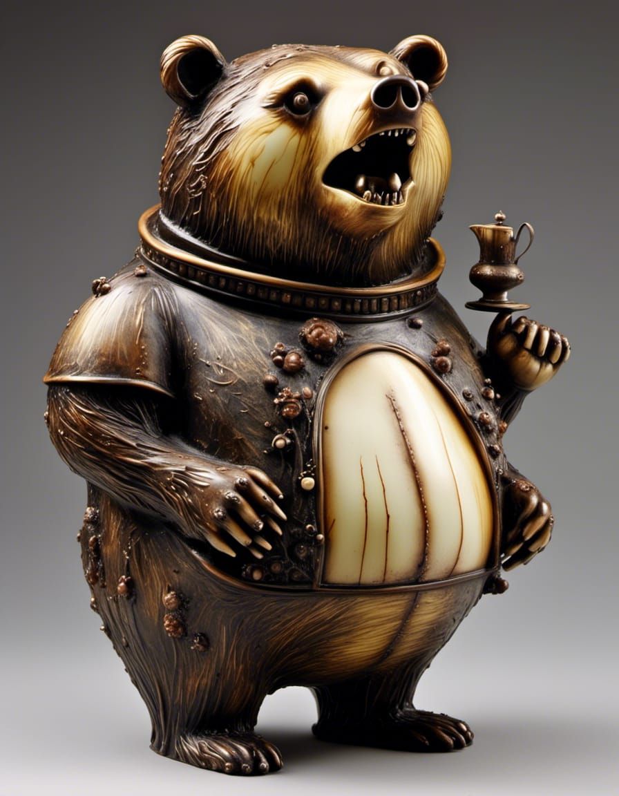 Obese Bear Teapot Decorative Design