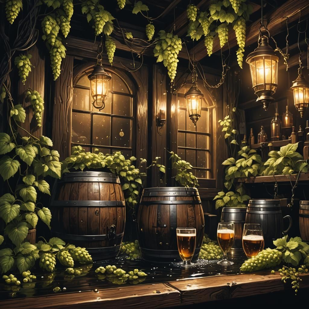 Mystical Brewery Concept Art in Noir Style