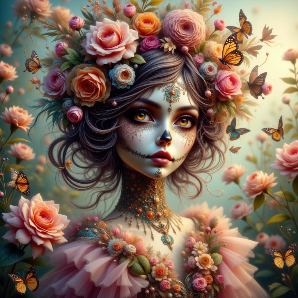 Day of the Dead Woman in Romantic Goth Style