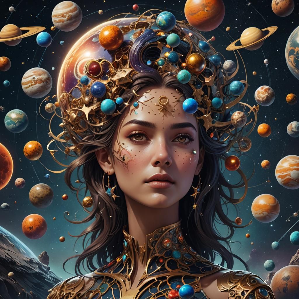 Stars and Planets Inside a Woman's Head