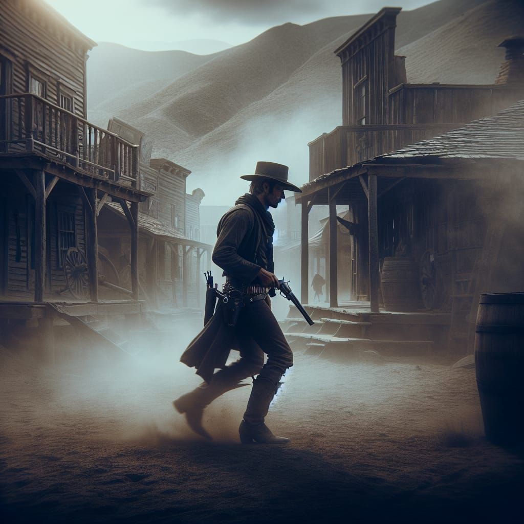 Moody Wild West Gunslinger in Hyperrealistic HDR