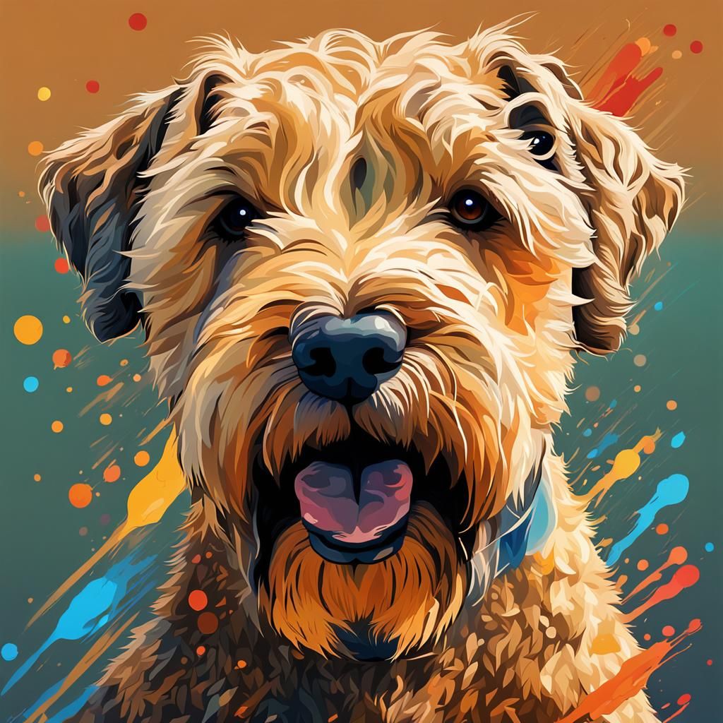 Hyperrealistic Wheaten Terrier in Splash Art Style