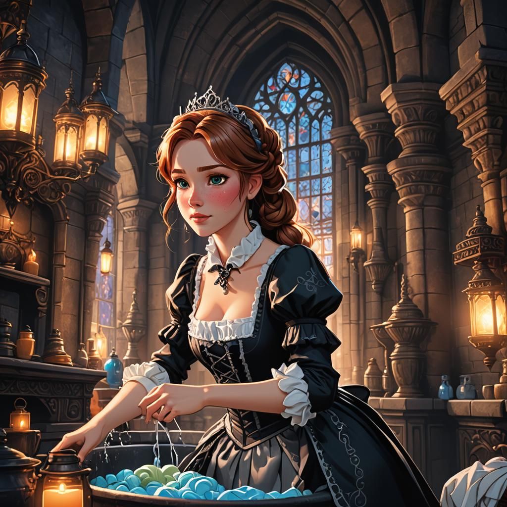 Princess Anna as French Maid in Anime Style