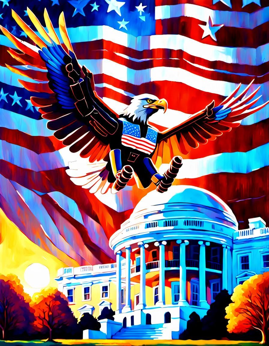 Robotic Eagle Soaring Over White House Concept Art