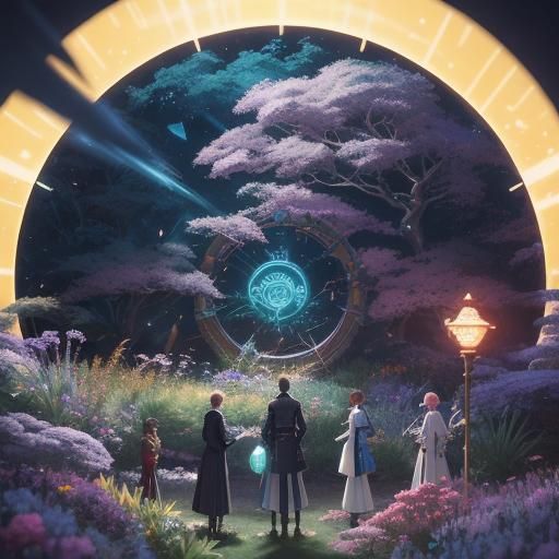 Friends Discover Time Portal: 3D Anime Art