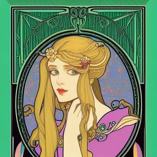 Princess Pea with Cats in Pre-Raphaelite Style