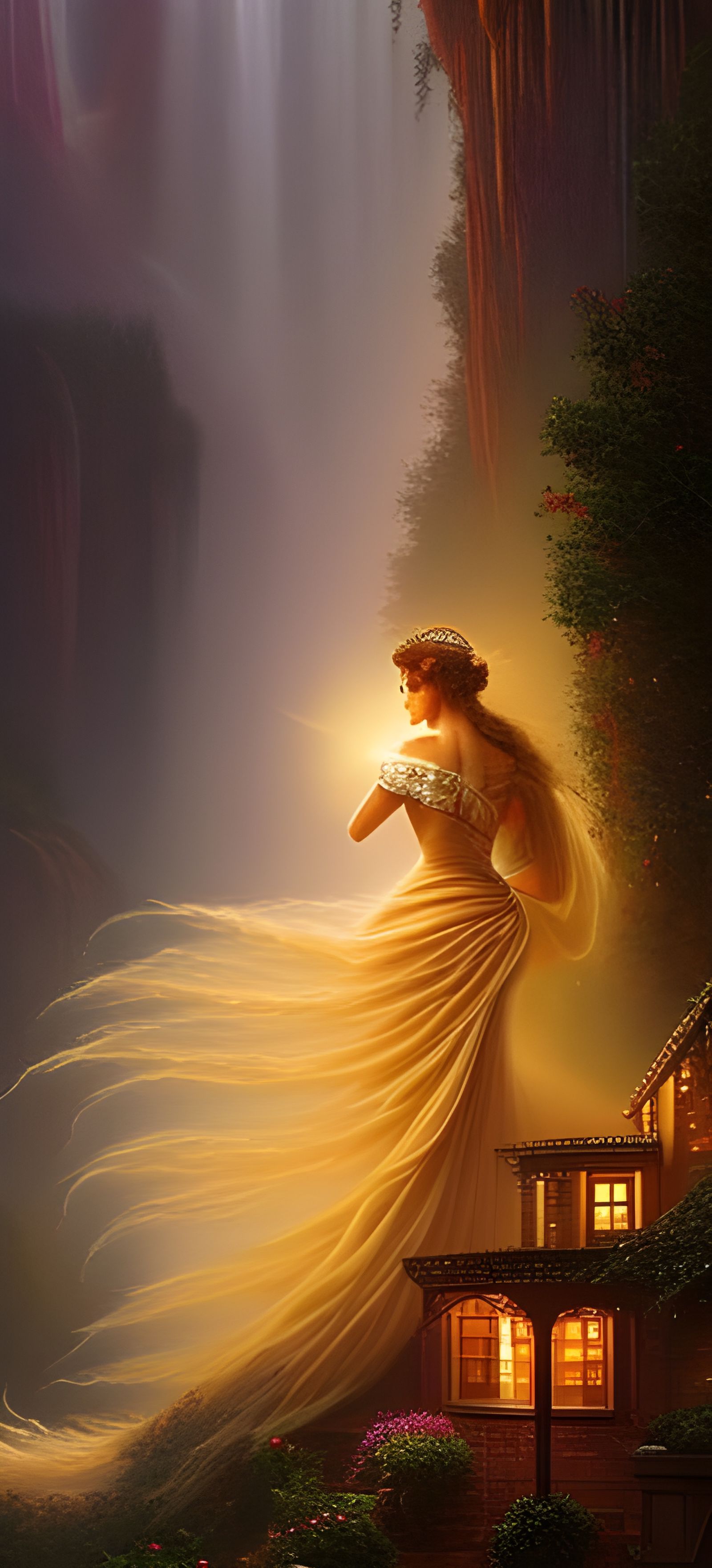 Gorgeous Woman with Sparkling Eyes: Oil Painting Comic Art