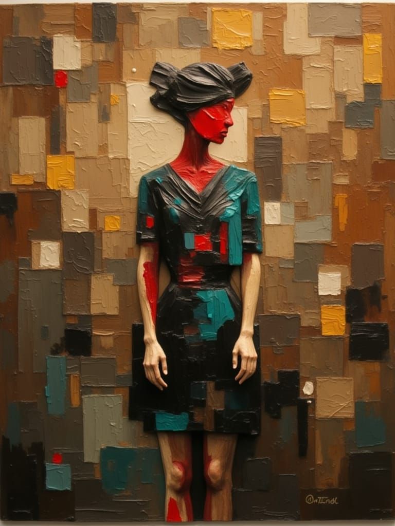 Abstract Figure Painting with Bold Shapes and Colors