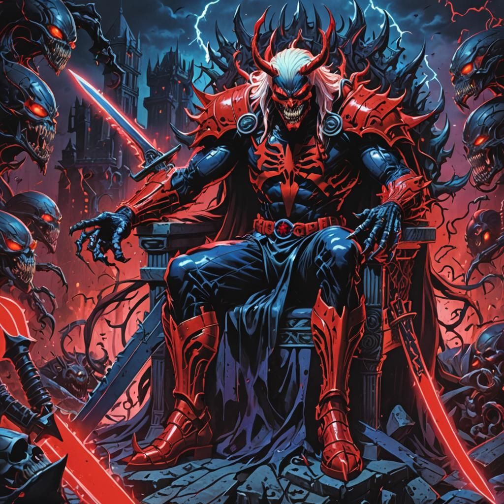 Knull Declares War: A Synthwave Throne Scene