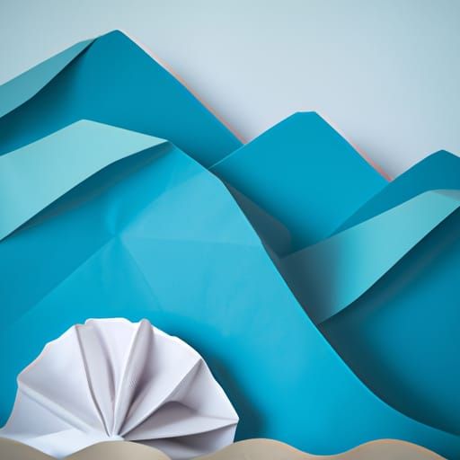 Beach, Sea waves, origami