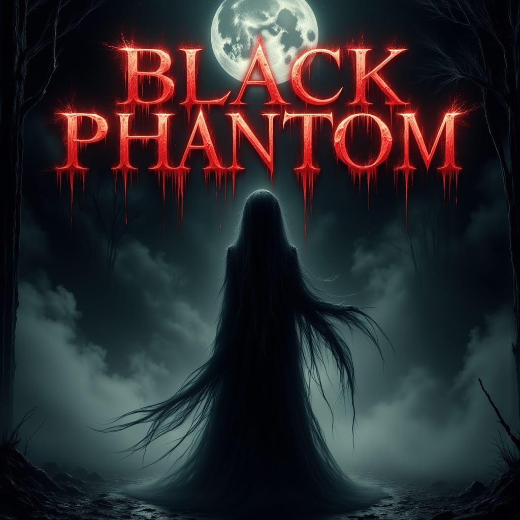 Gothic Phantom Woman with Dripping Blood Letters