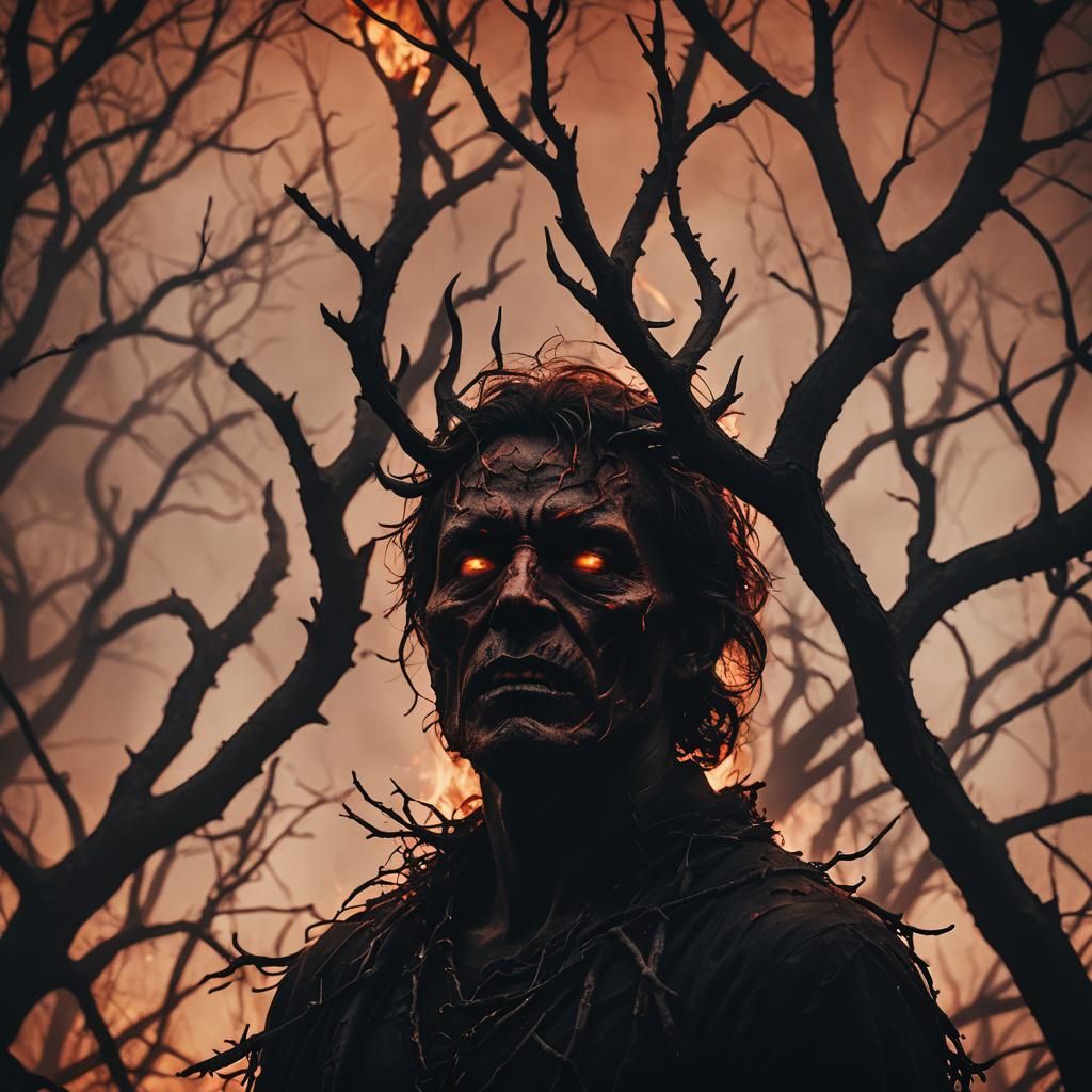 Dramatic Silhouette Portrait of the Devil in Hell