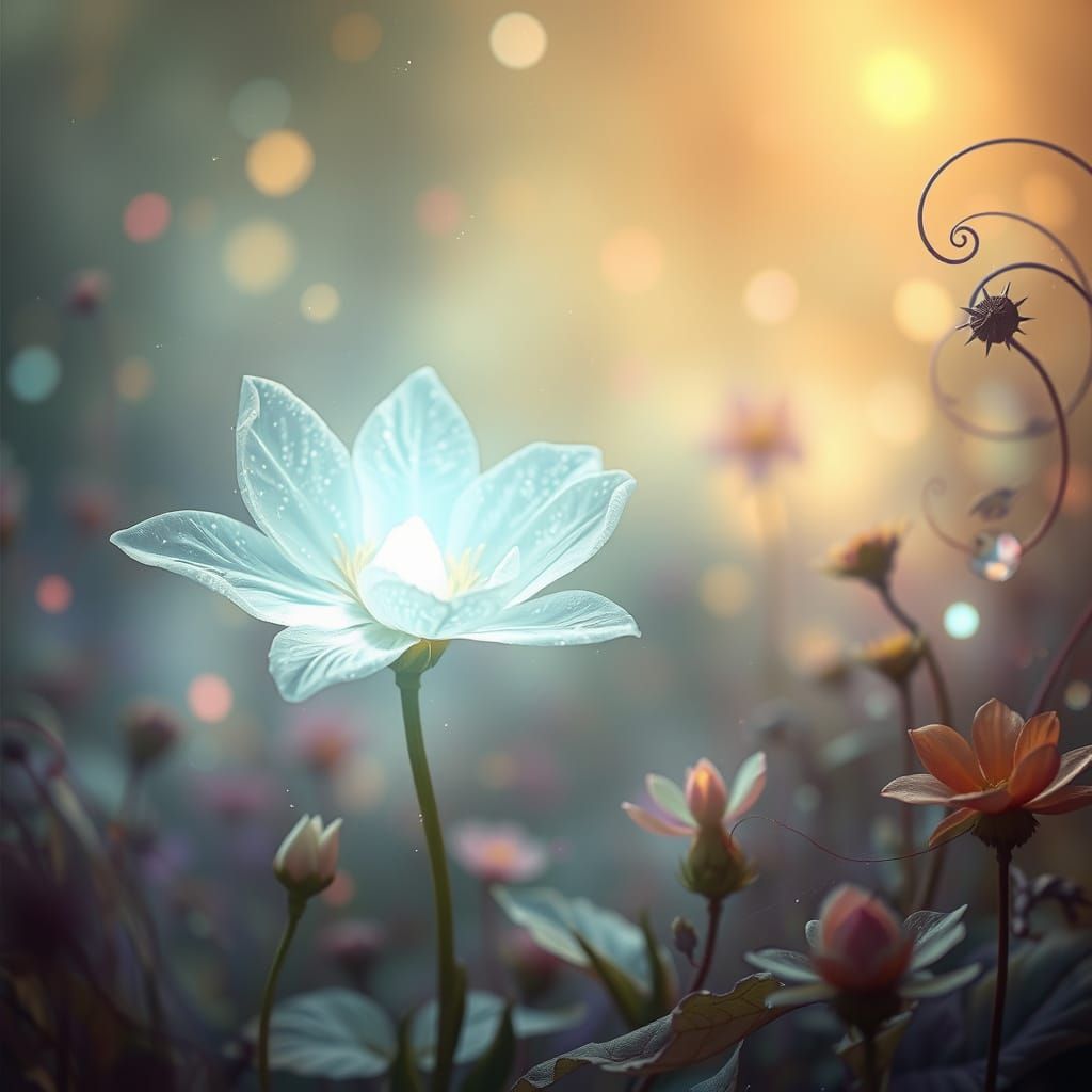 Ethereal Lightflower Blooms in Whimsical, Dreamlike Landscap...