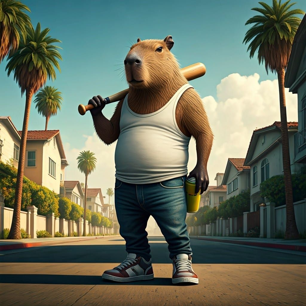 Streetwise Capybara in Unreal Engine 5 Style