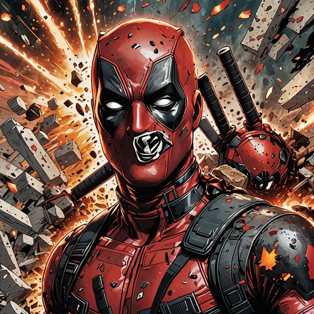 Deadpool Breaking the Fourth Wall in Comic Book Art