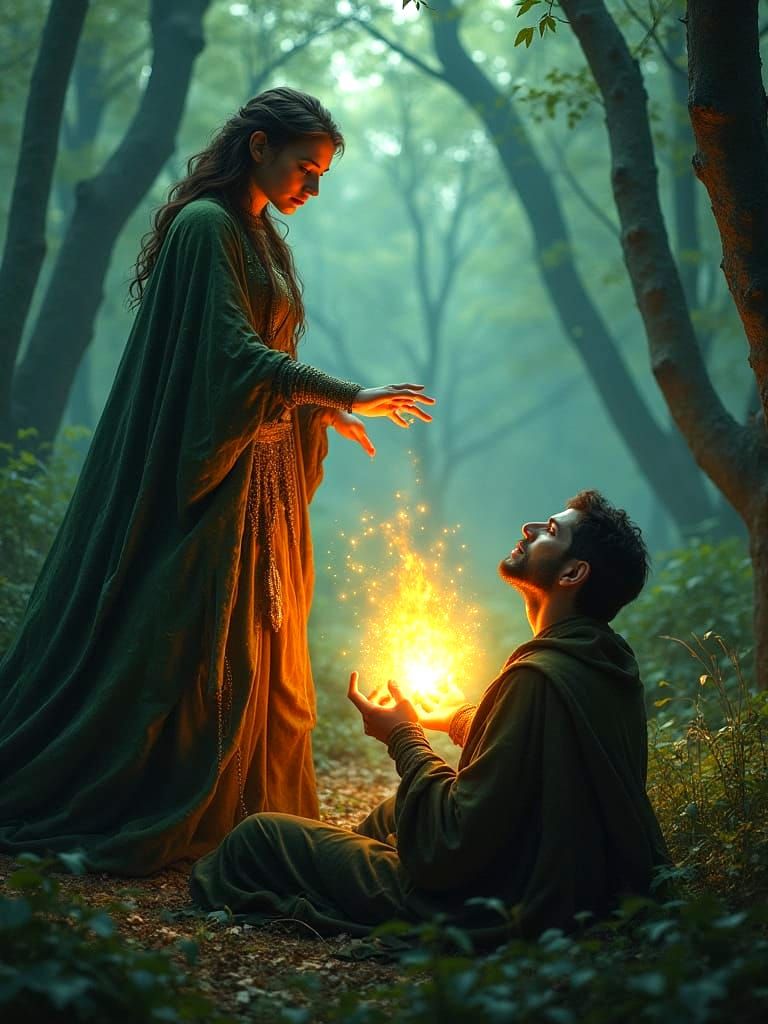 Elf Priestess Casting Healing Spell